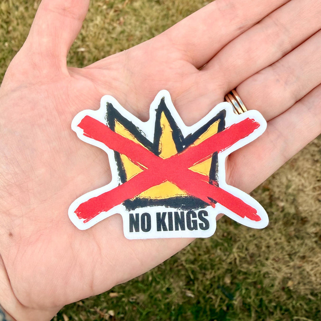 No Kings Sticker: Hand-Drawn Anti-Trump Protest Decal, Textured Artwork Vinyl Sticker