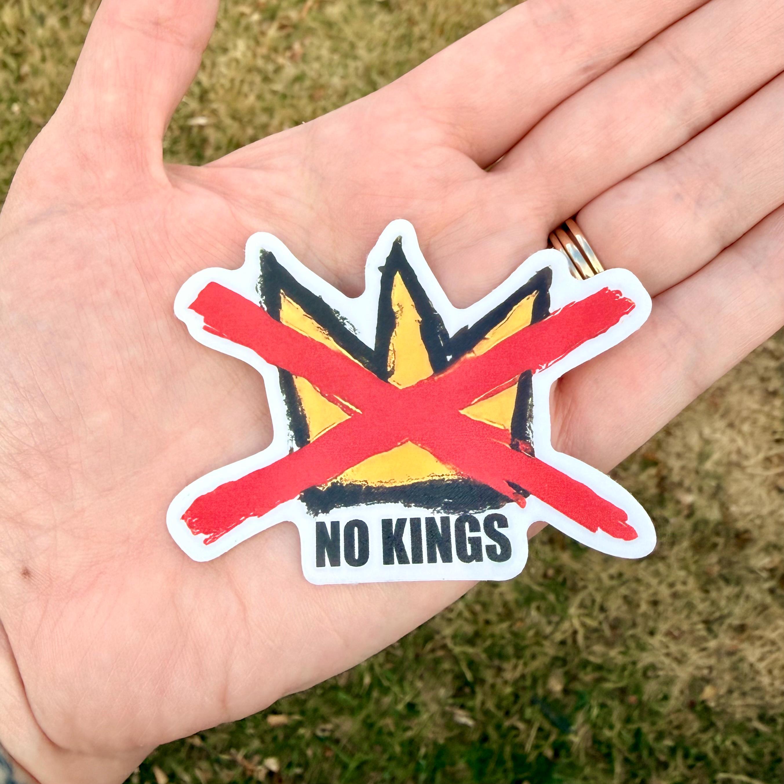 No Kings Sticker: Hand-Drawn Anti-Trump Protest Decal, Textured Artwork Vinyl Sticker
