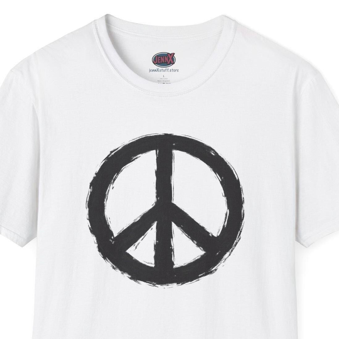 Peace Sign hand-painted Shirt | Anti War I Visible brushwork