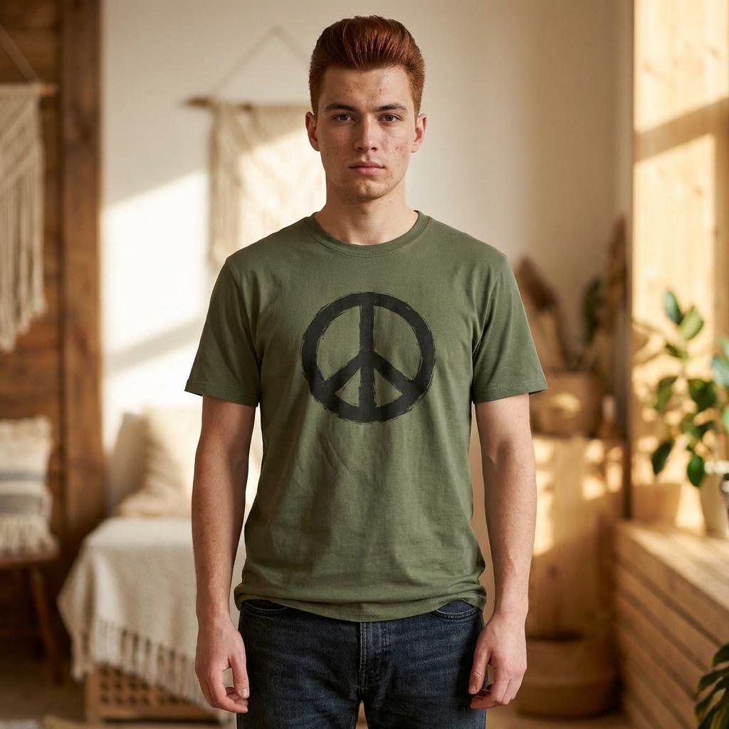 Peace Sign hand-painted Shirt | Anti War I Visible brushwork