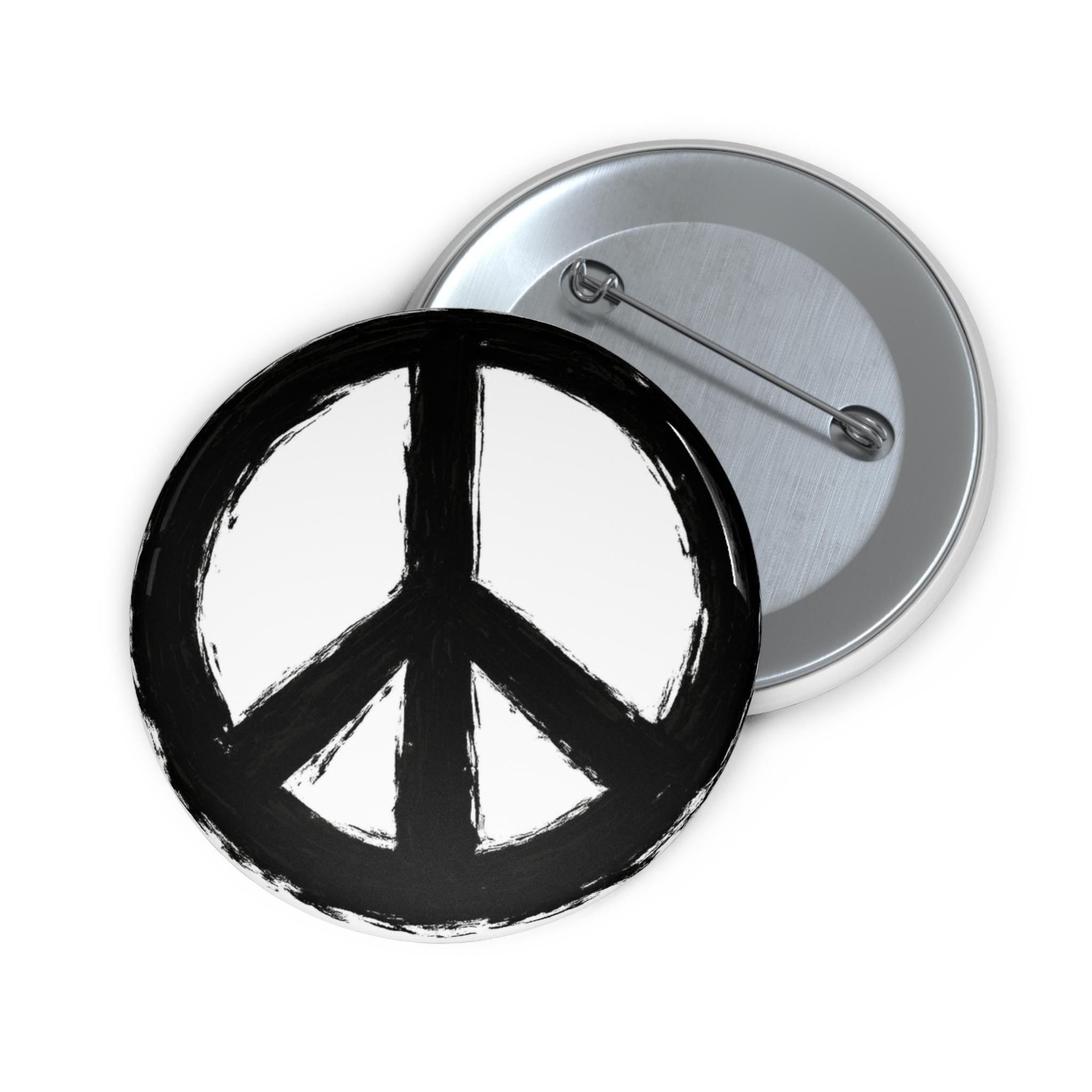 Peace Sign Pin Button Visible Painted Edges Hand-Painted | Wrap around design