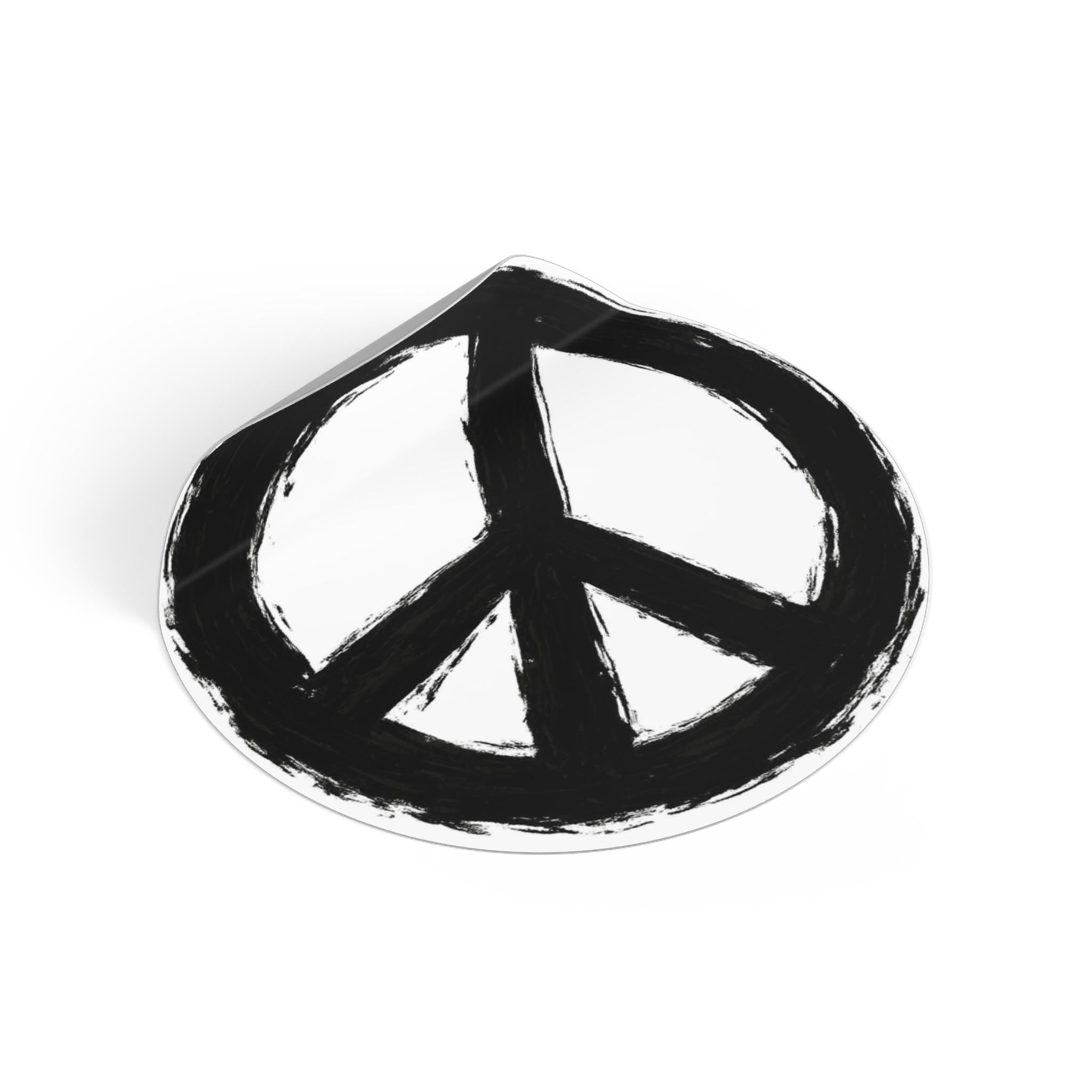 Peace Symbol Round Vinyl Sticker Hand-Painted