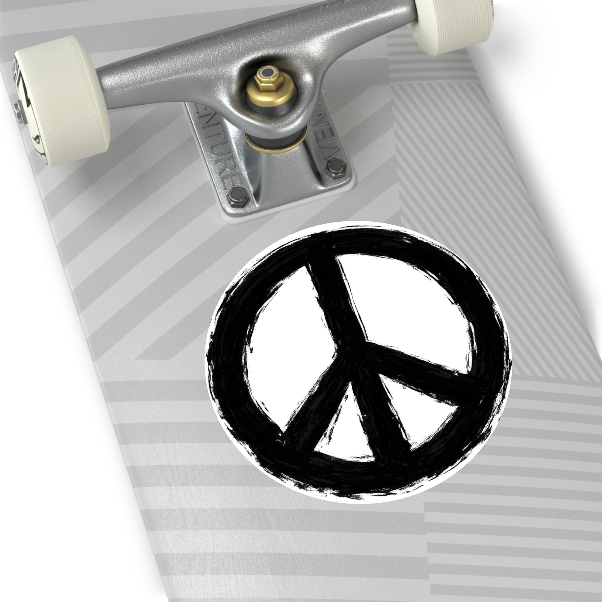 Peace Symbol Round Vinyl Sticker Hand-Painted