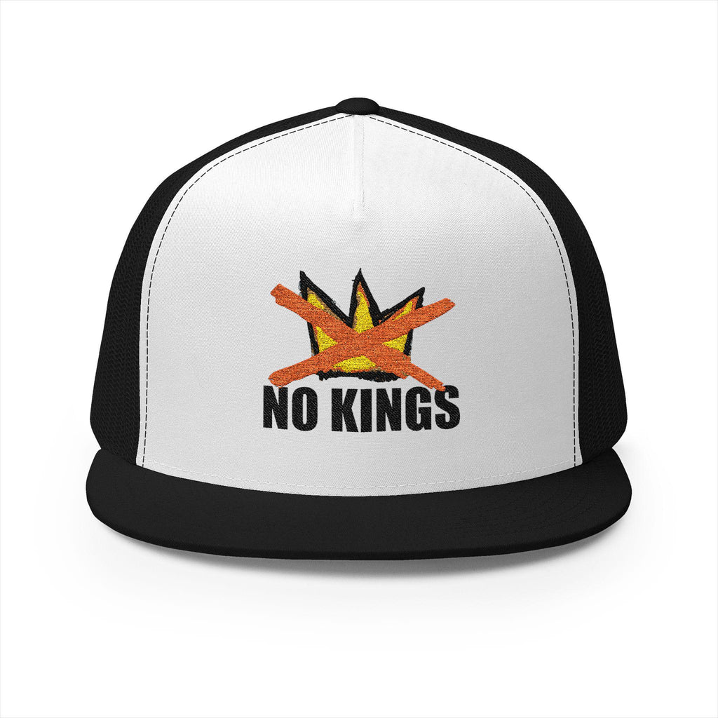 No Kings embroidery Trucker Cap | Free protest sticker I 5-panel mesh hat