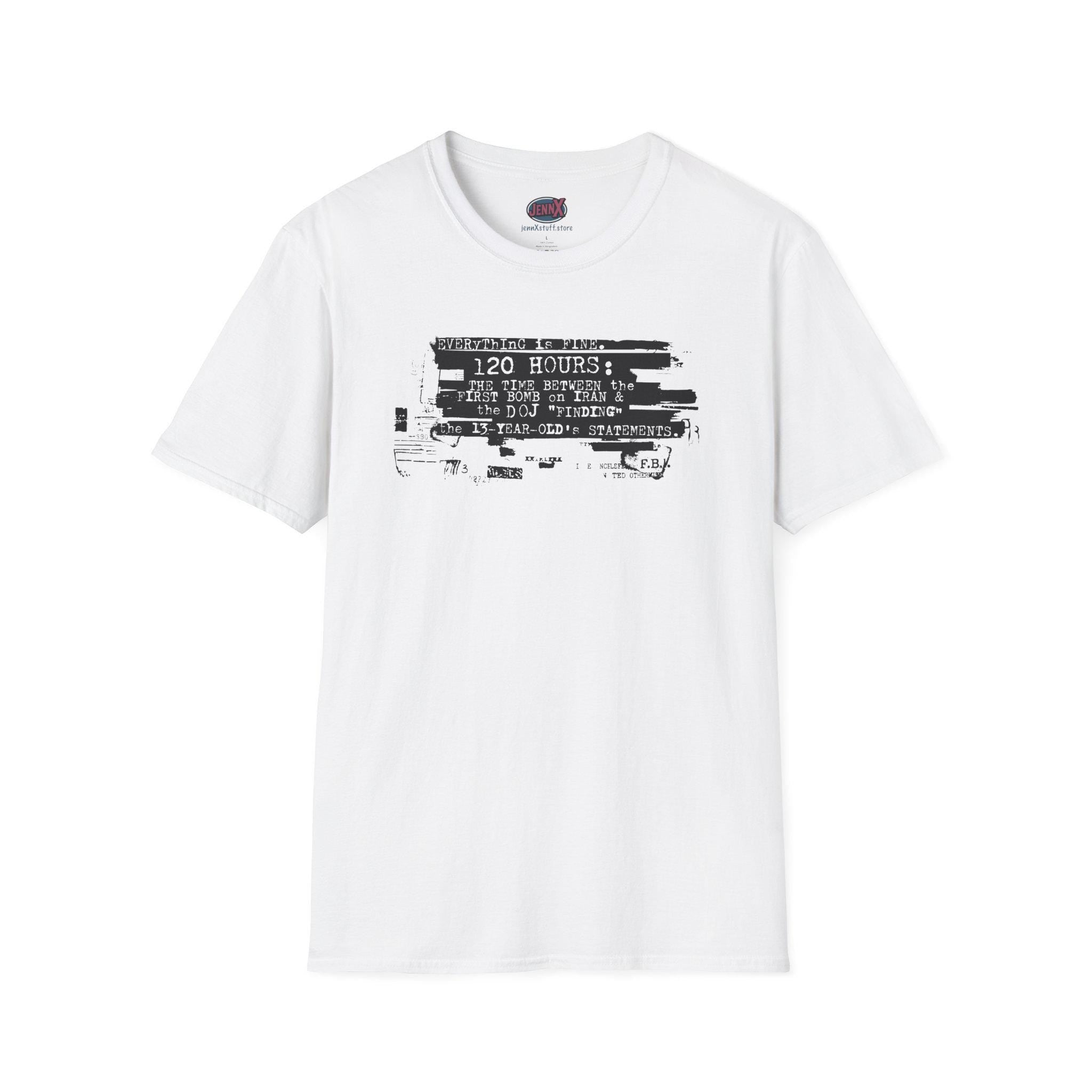 Epstein Redacted Files lead to Iran War I 120 Hours distressed barcode graphic T-Shirt