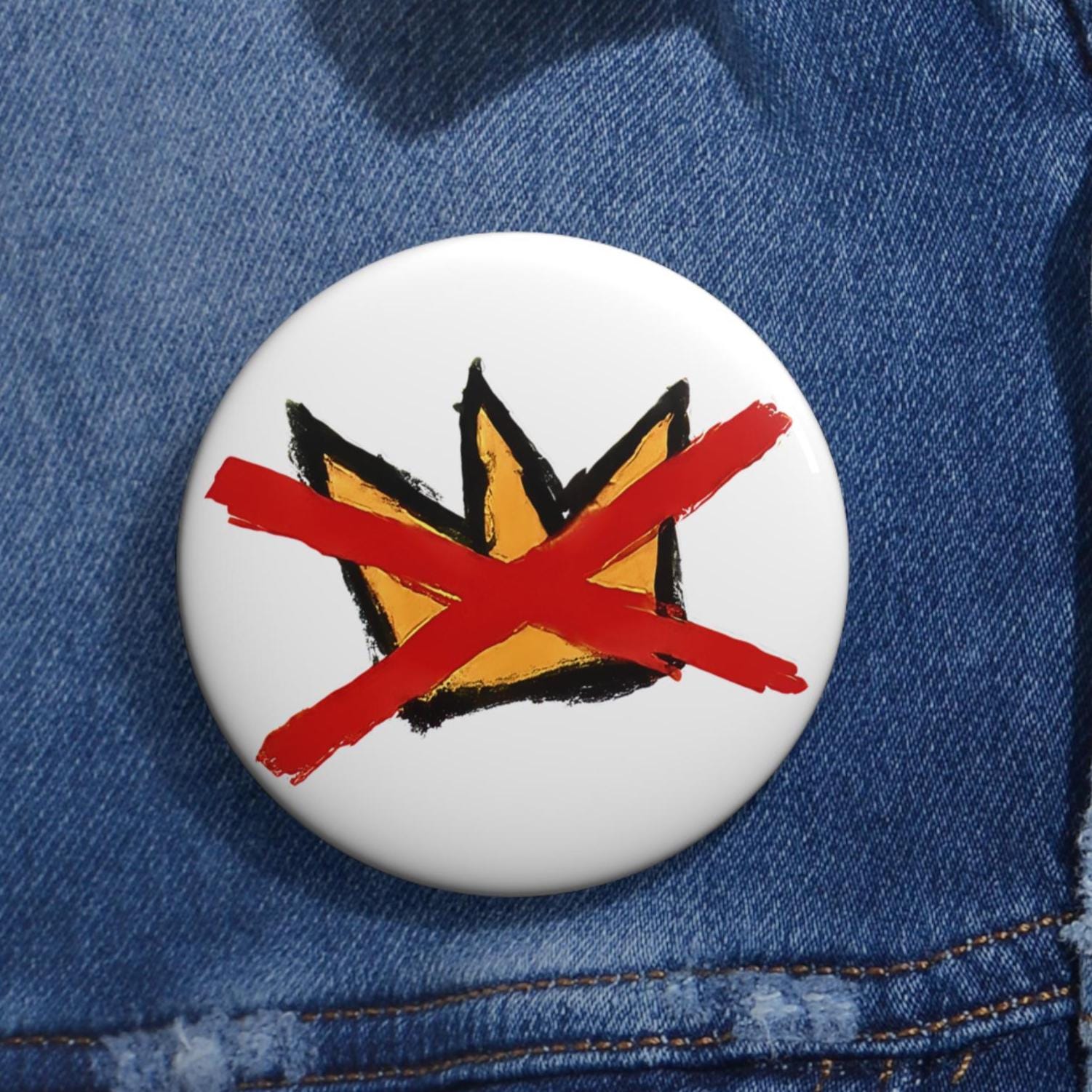 No Kings Protest Pin Button Anti-Trump Hand Drawn Artist Made Political Resist Badge