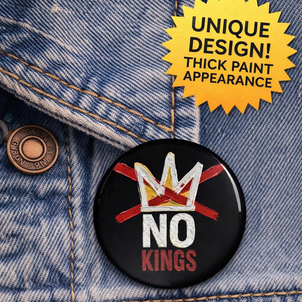 No Kings pin thick paint I Painted Crown button