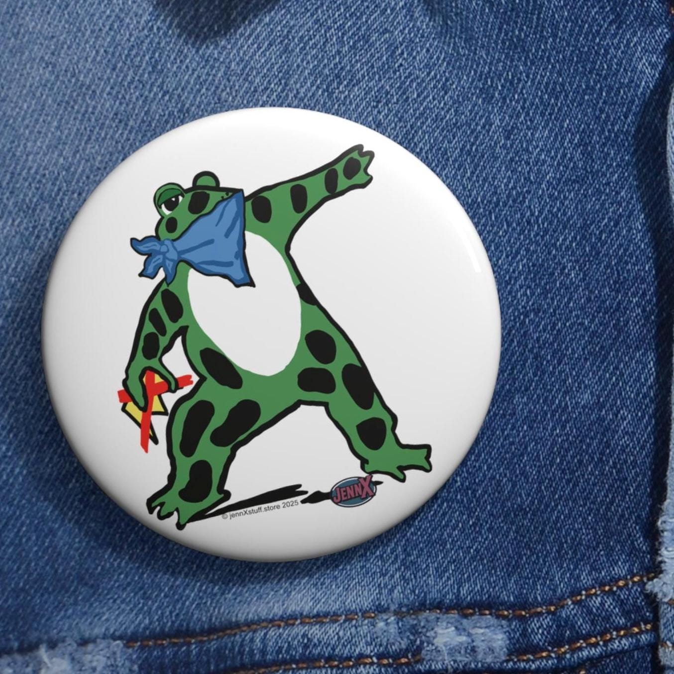 Frog Protest pin No Kings Anti Trump Antifa Banksy-Inspired Button
