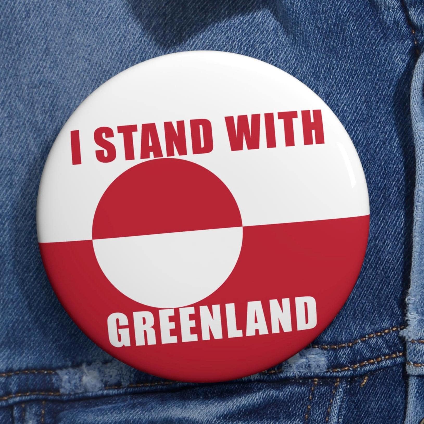 I Stand With Greenland Pin Button | Trump imperialism protest