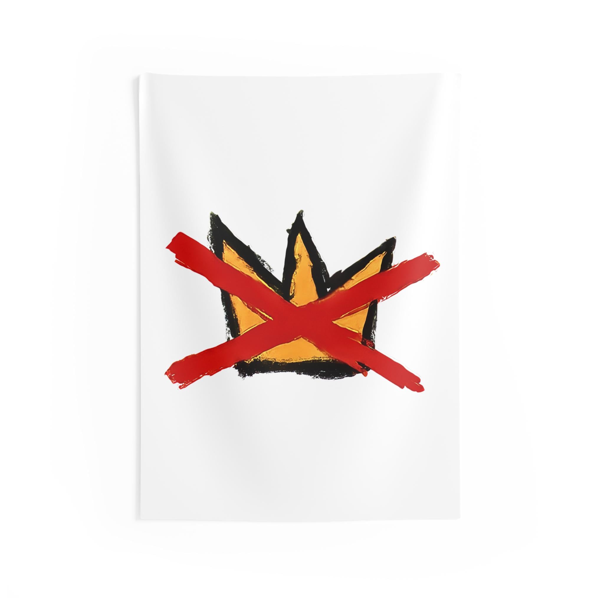 No Kings flag Anti-Trump Crown Tapestry | Hand-Painted Art Wall Hanging