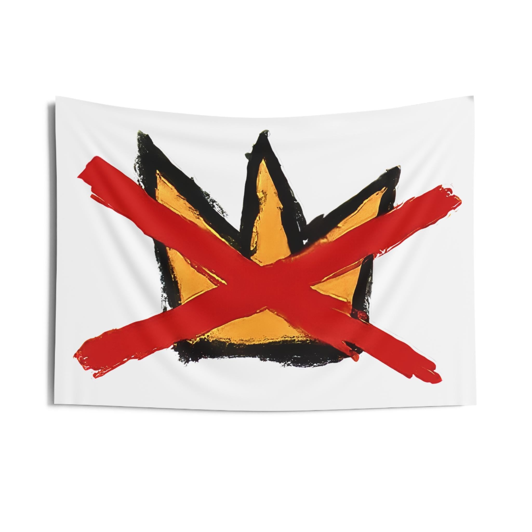 No Kings flag Anti-Trump Crown Tapestry | Hand-Painted Art Wall Hanging