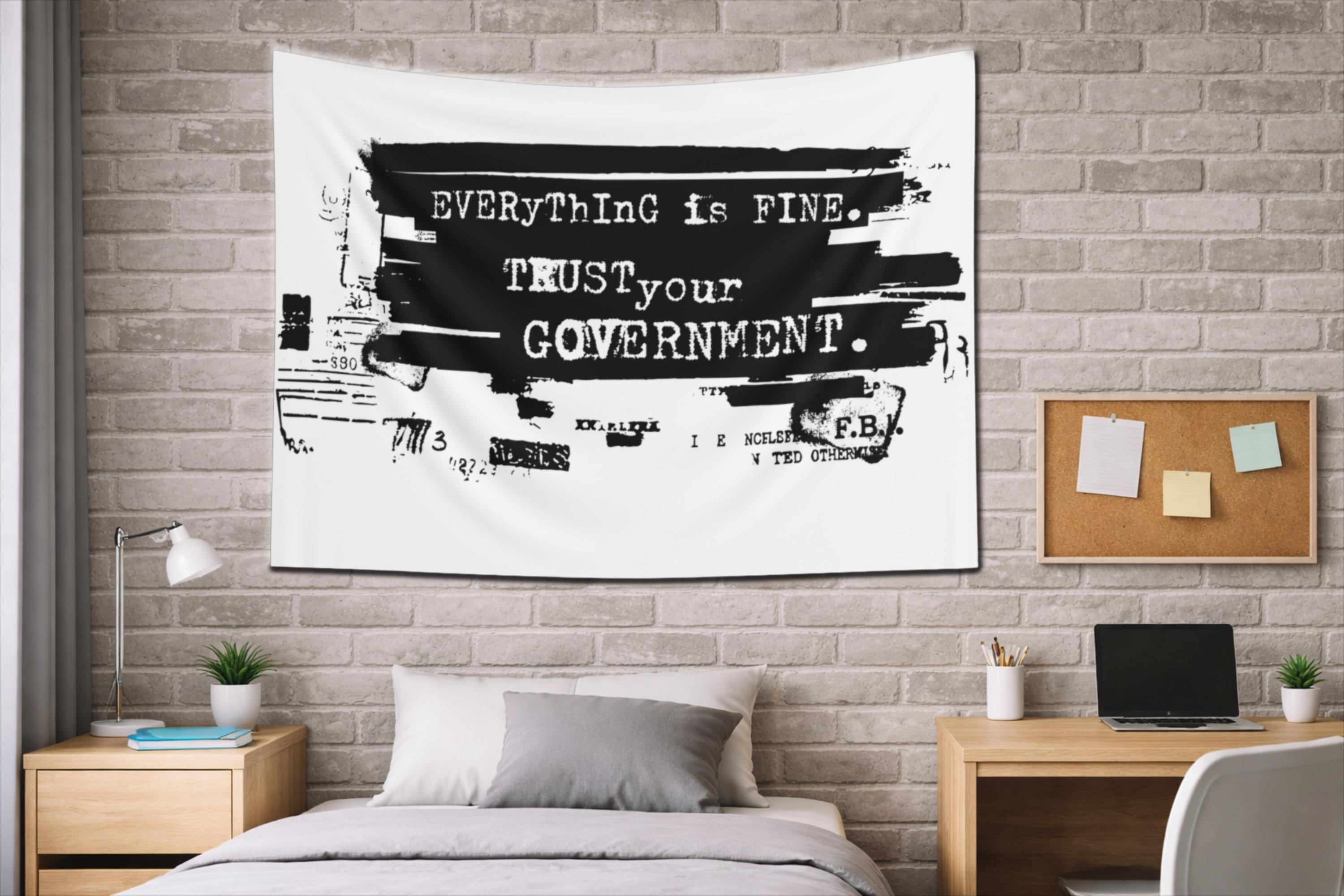 Protest Flag I Everything Is Fine. Trust Your Government I Ironic Anti-MAGA, Anti-Trump statement I Epstein Design