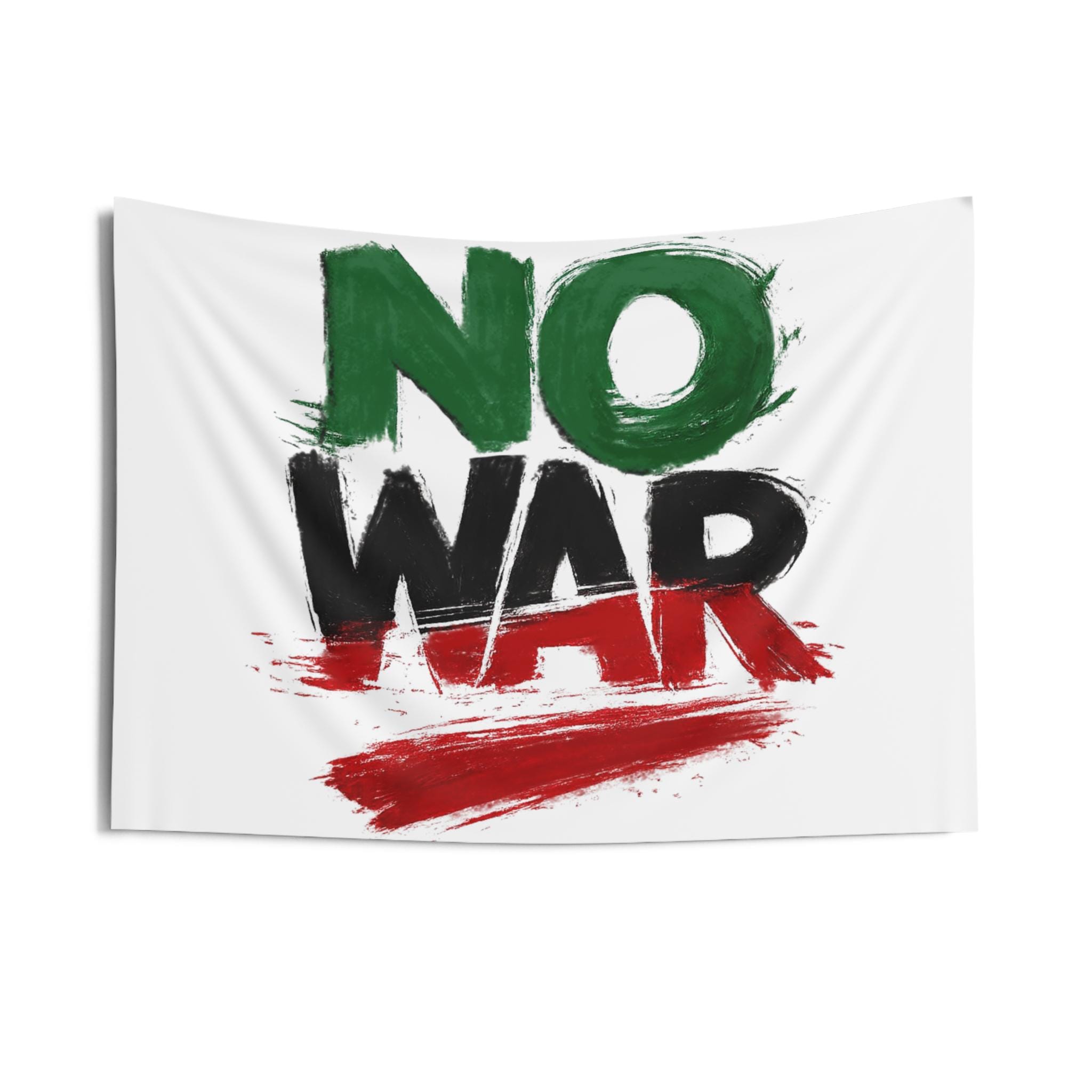 No War painted slogan Indoor flag Wall Tapestry | anti-war protest artwork