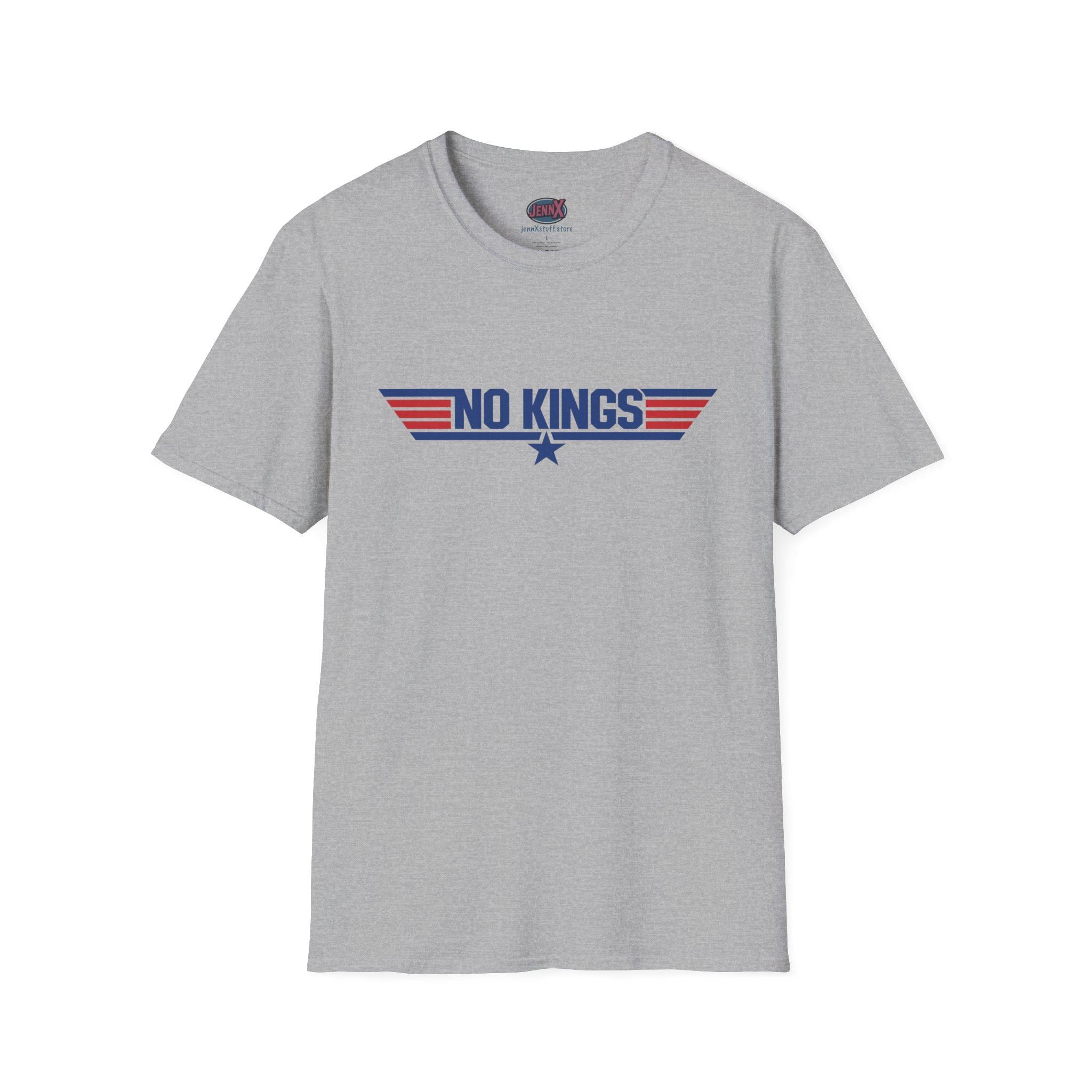 No Kings shirt Top Gun movie logo Navy parody graphic tee | Anti-Trump Political Humor