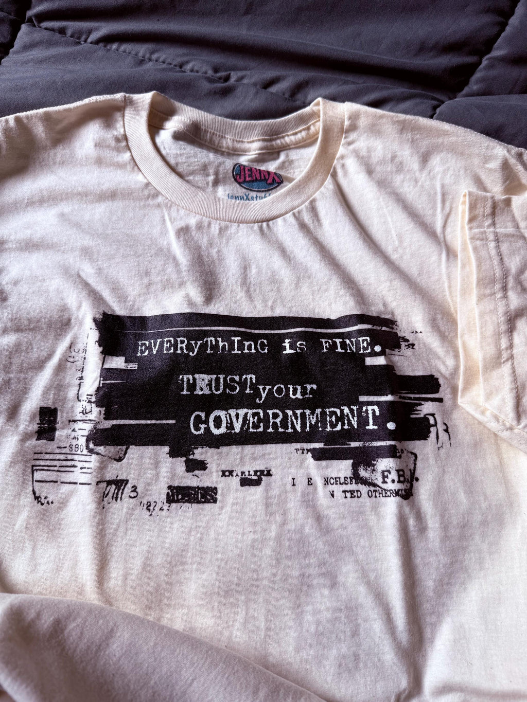 Everything Is Fine T-Shirt | Distressed Typewriter Quote Graphic Tee