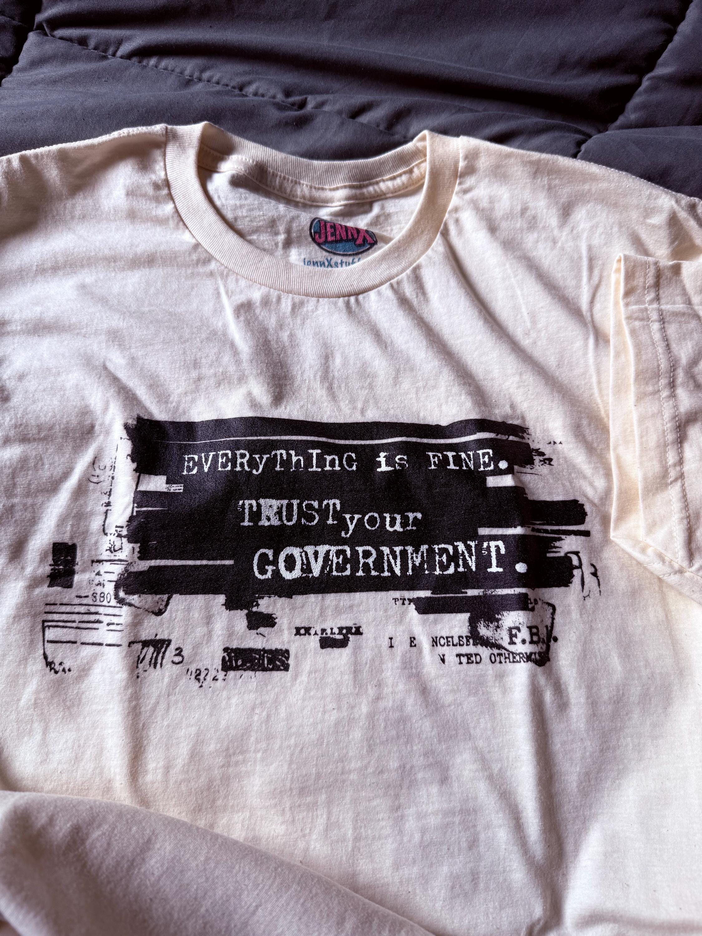 Everything Is Fine T-Shirt | Distressed Typewriter Quote Graphic Tee
