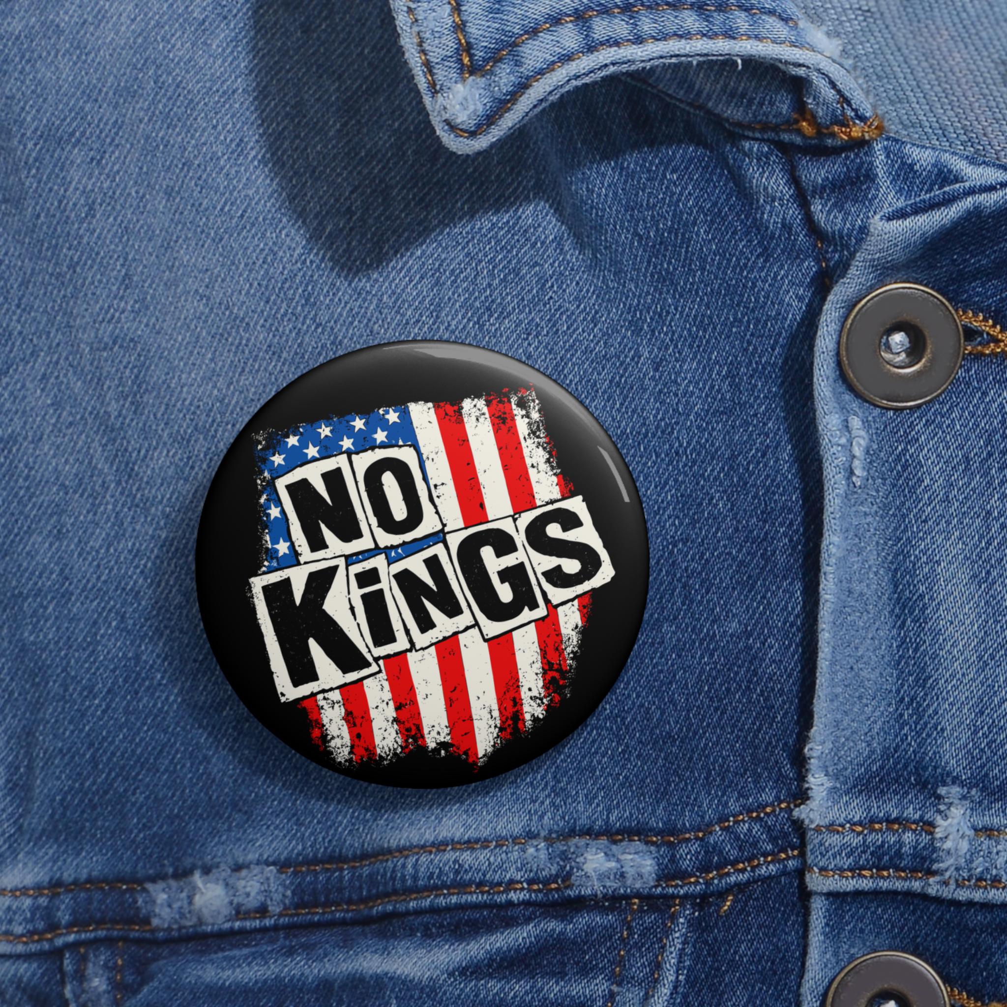 No Kings S*x Pistols parody American Flag Pinback Button