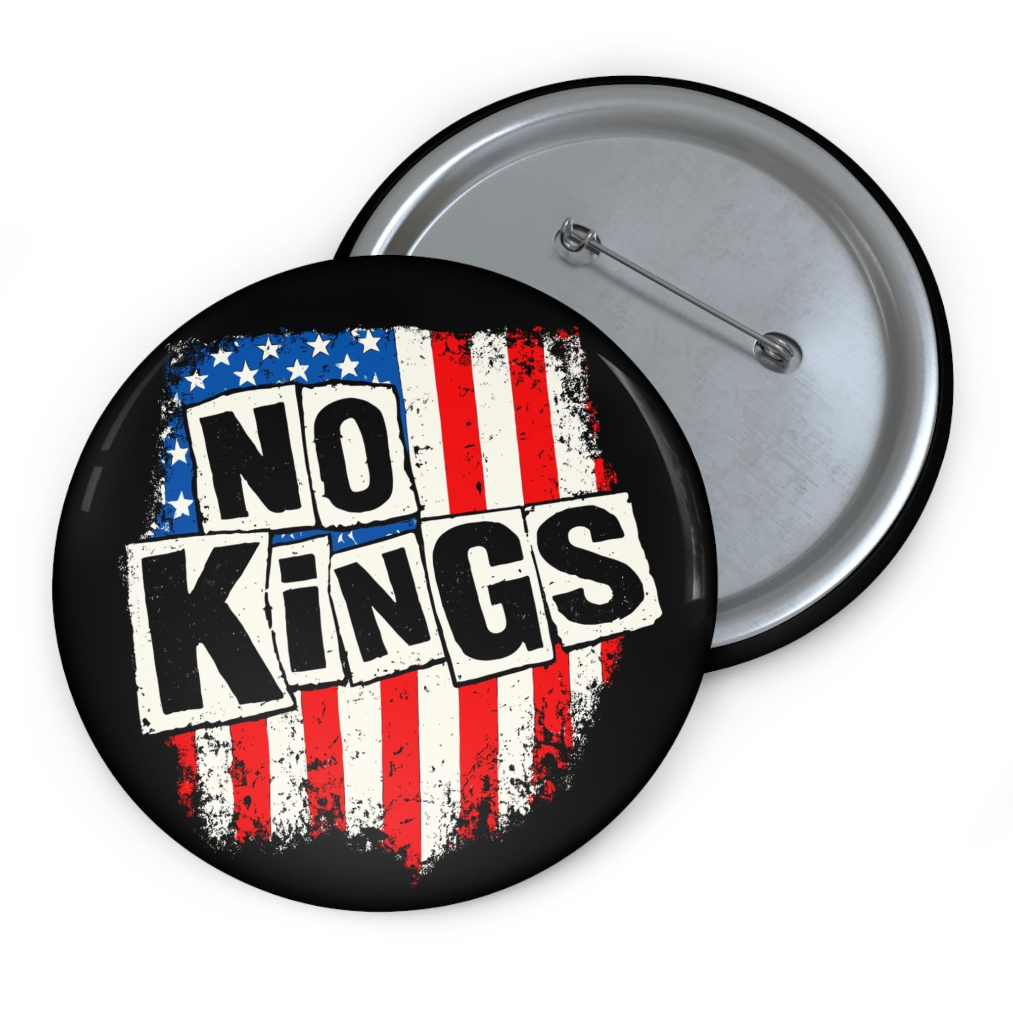 No Kings S*x Pistols parody American Flag Pinback Button