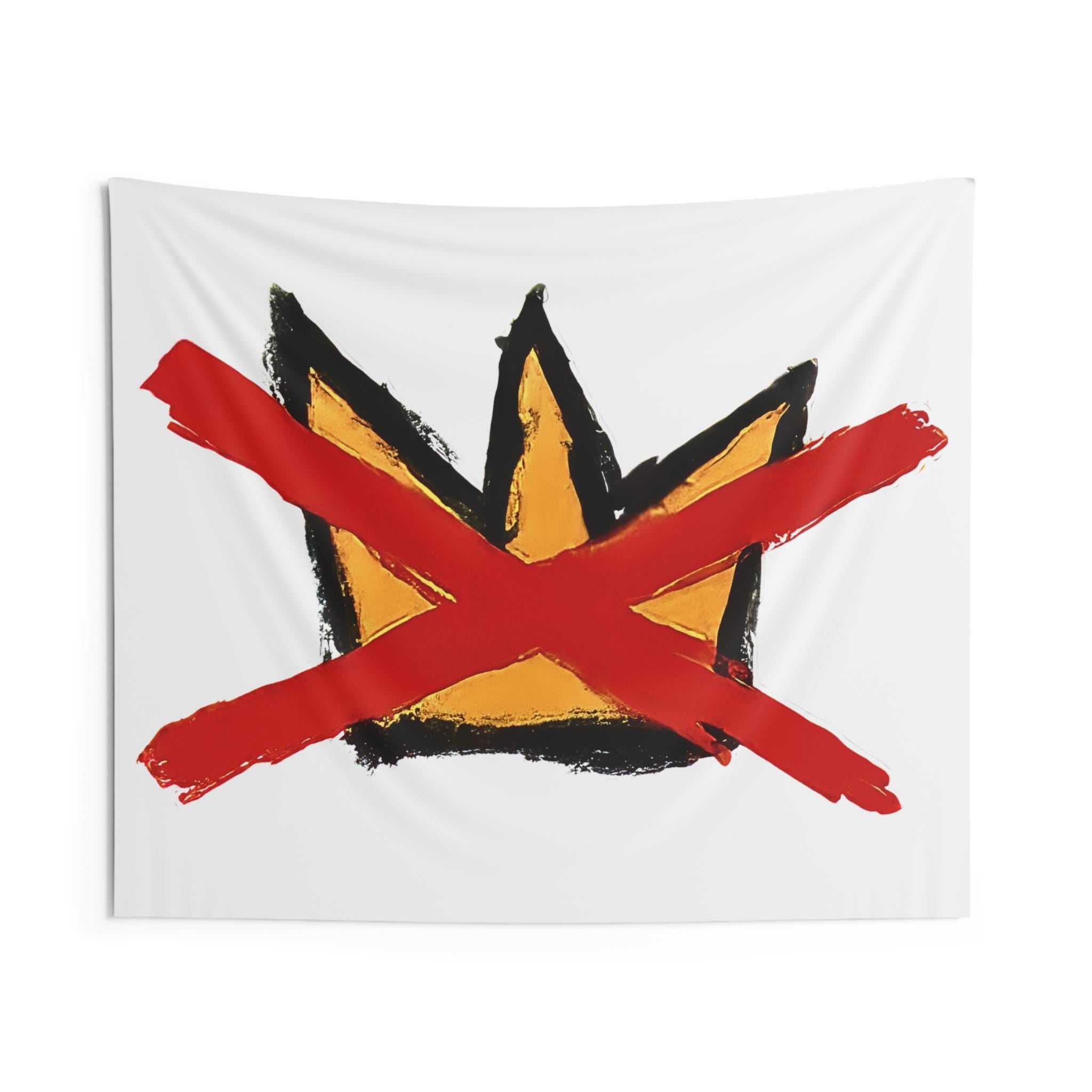 No Kings flag Anti-Trump Crown Tapestry | Hand-Painted Art Wall Hanging