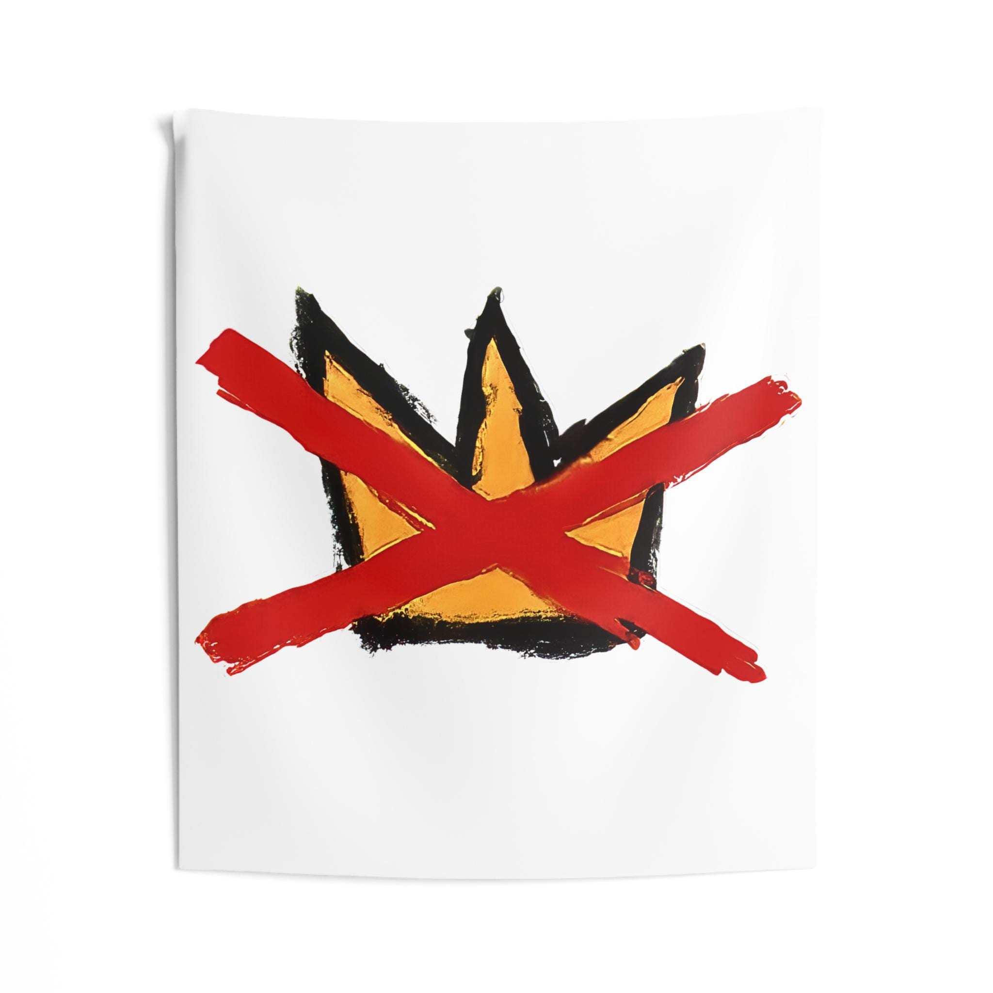 No Kings flag Anti-Trump Crown Tapestry | Hand-Painted Art Wall Hanging