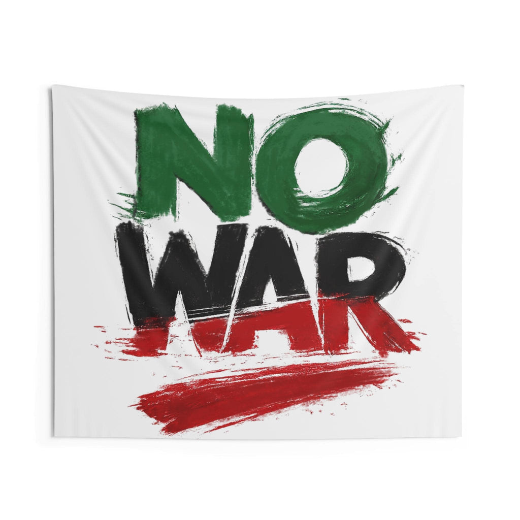 No War painted slogan Indoor flag Wall Tapestry | anti-war protest artwork