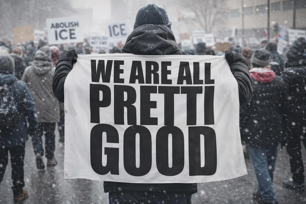 We Are All Pretti Good Indoor Wall Tapestry | Bold Typography, Black & White