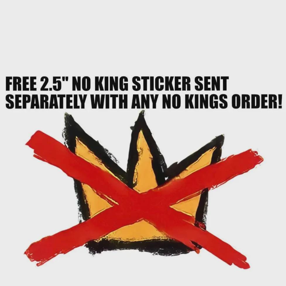 No Kings flag Anti-Trump Crown Tapestry | Hand-Painted Art Wall Hanging