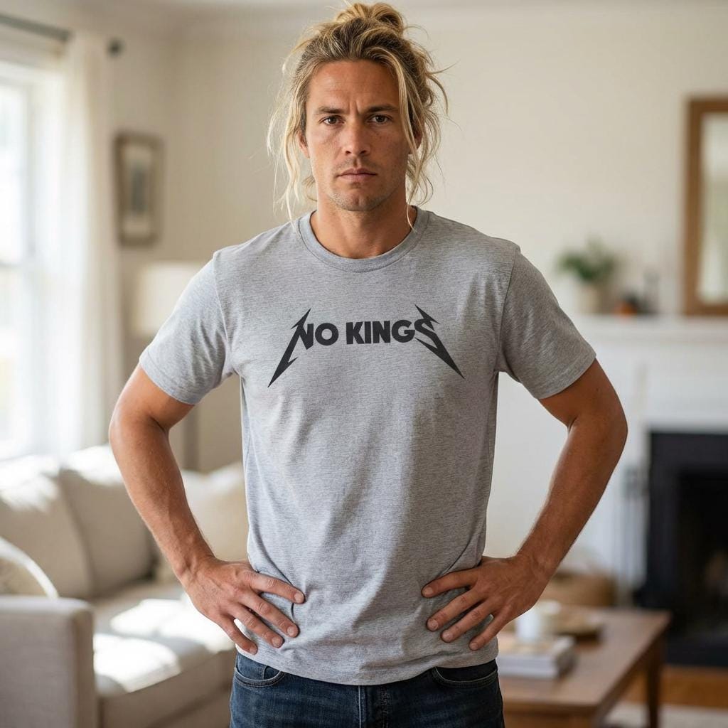 No Kings Metallica 80s 90s Heavy Metal Anti-Trump parody T-Shirt