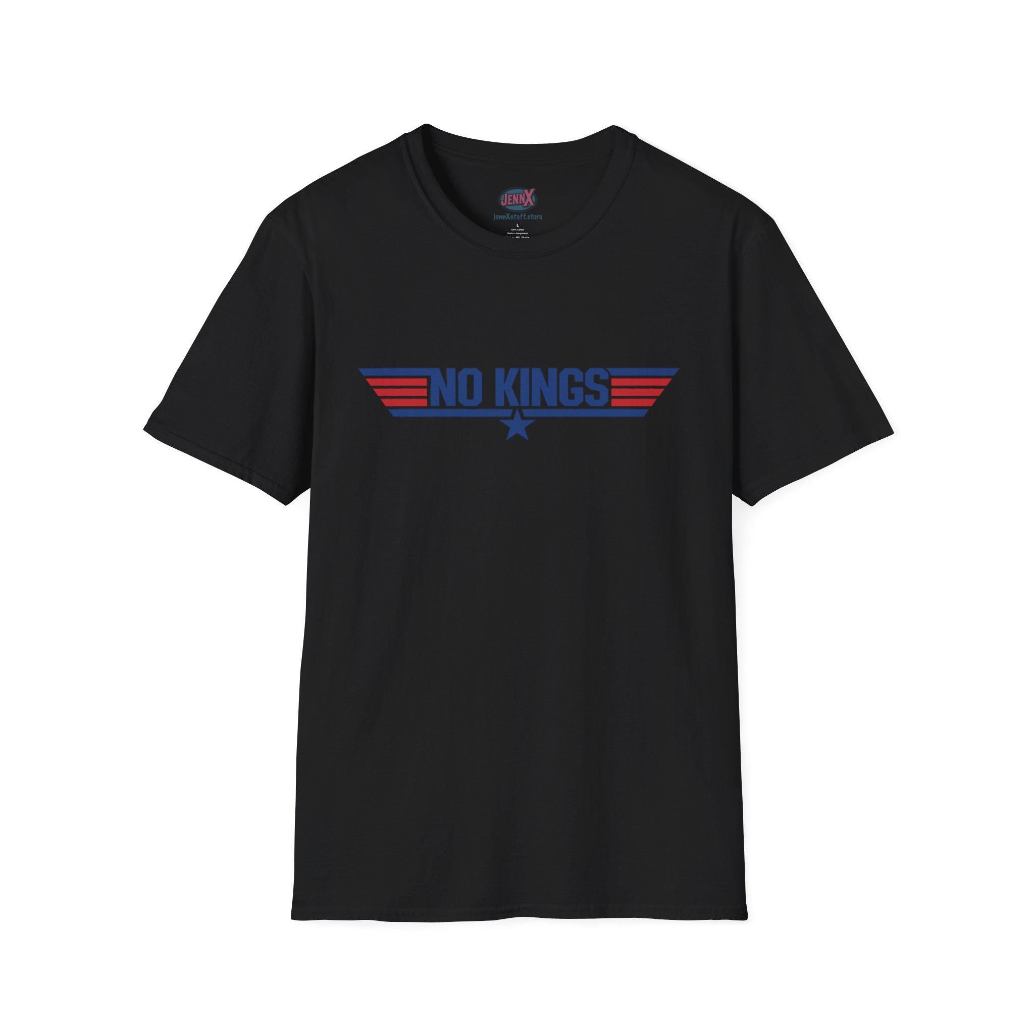 No Kings shirt Top Gun movie logo Navy parody graphic tee | Anti-Trump Political Humor