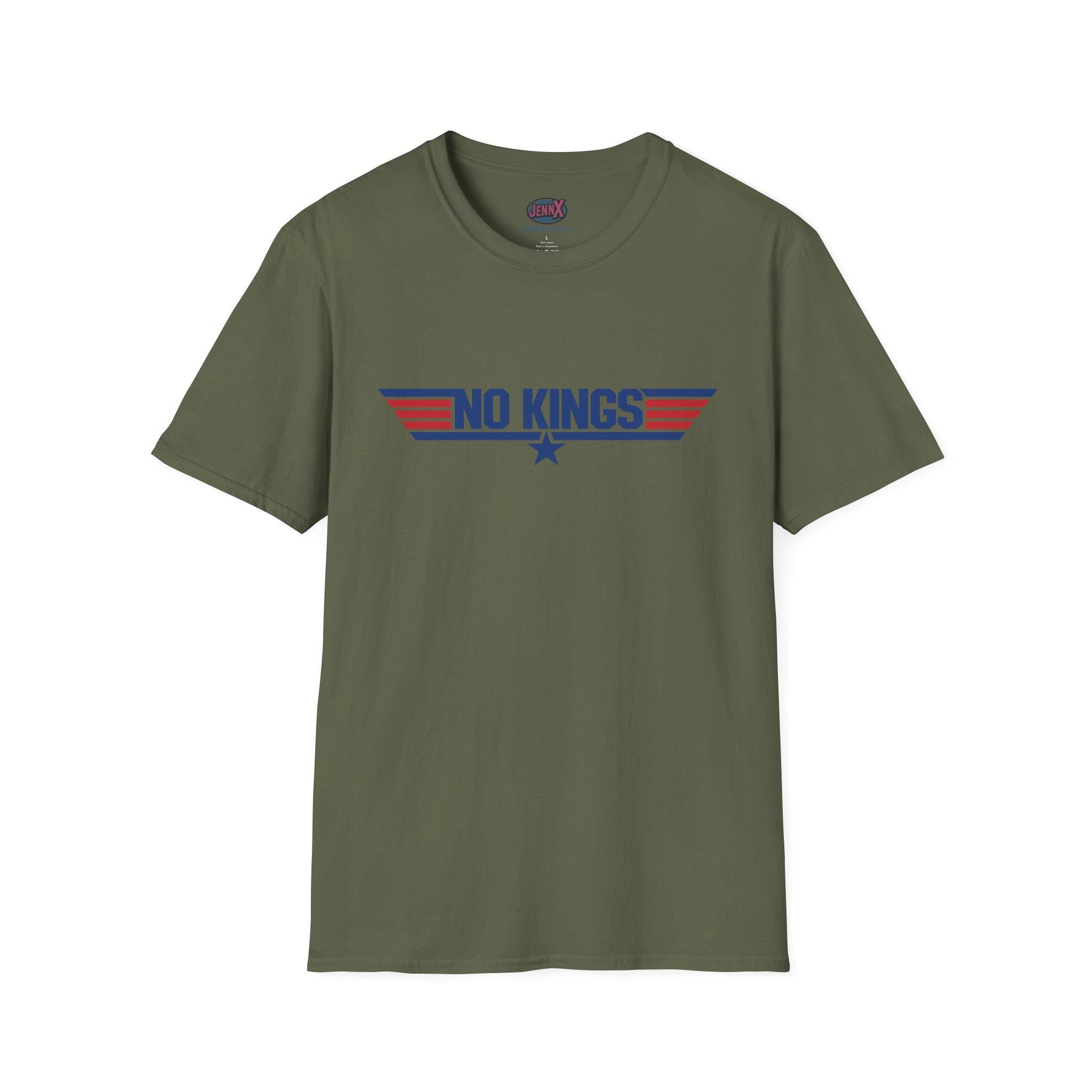 No Kings shirt Top Gun movie logo Navy parody graphic tee | Anti-Trump Political Humor