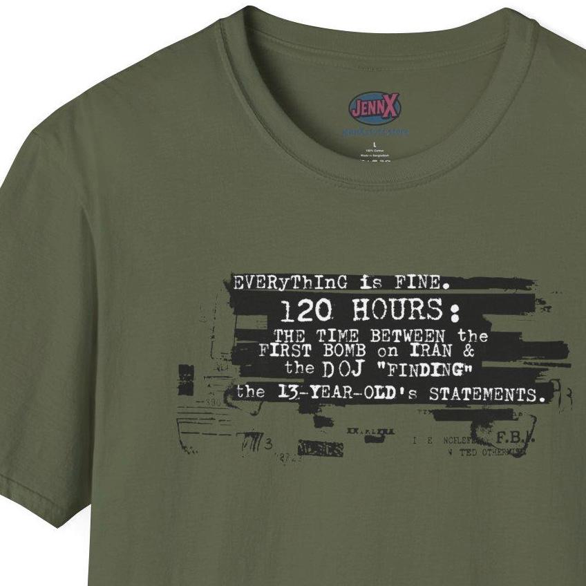 Epstein Redacted Files lead to Iran War I 120 Hours distressed barcode graphic T-Shirt