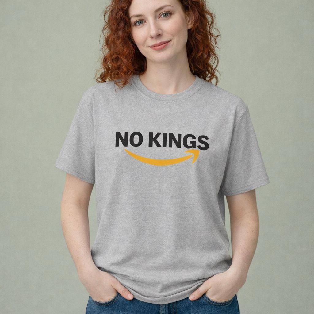 No Kings Amazon T-Shirt | Satirical Logo Parody, Graphic Tee
