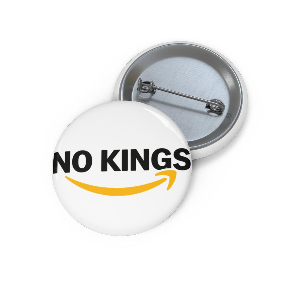 No Kings logo pin button, Parody design