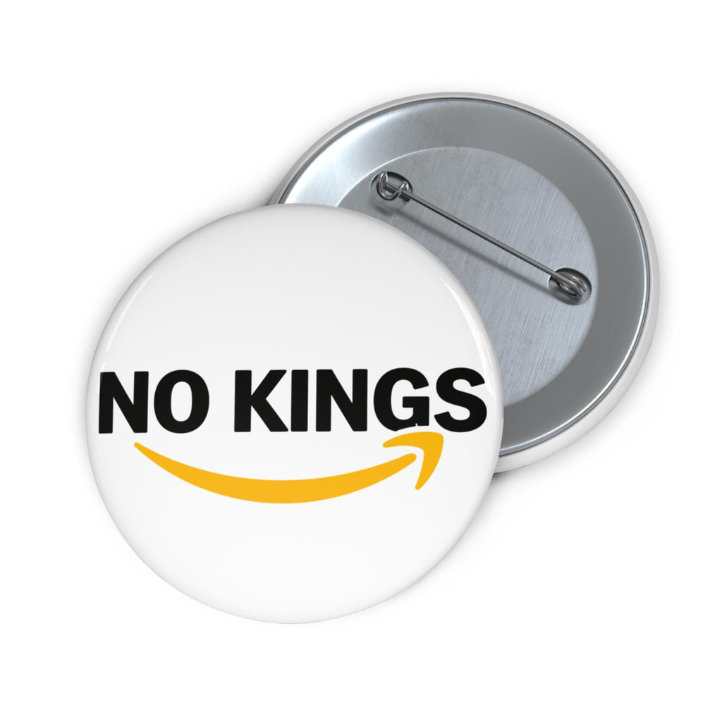 No Kings logo pin button, Parody design