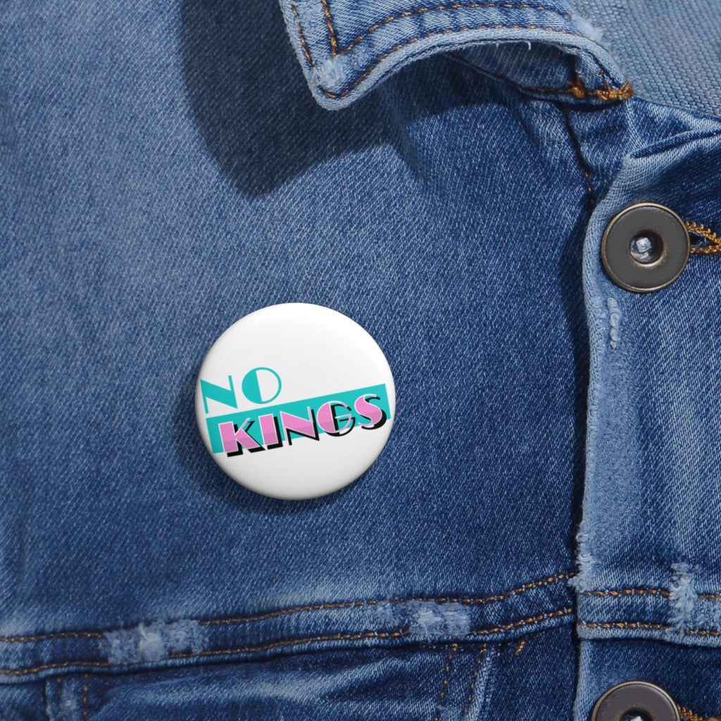 No Kings Miami Vice parody pinback button | Generation X