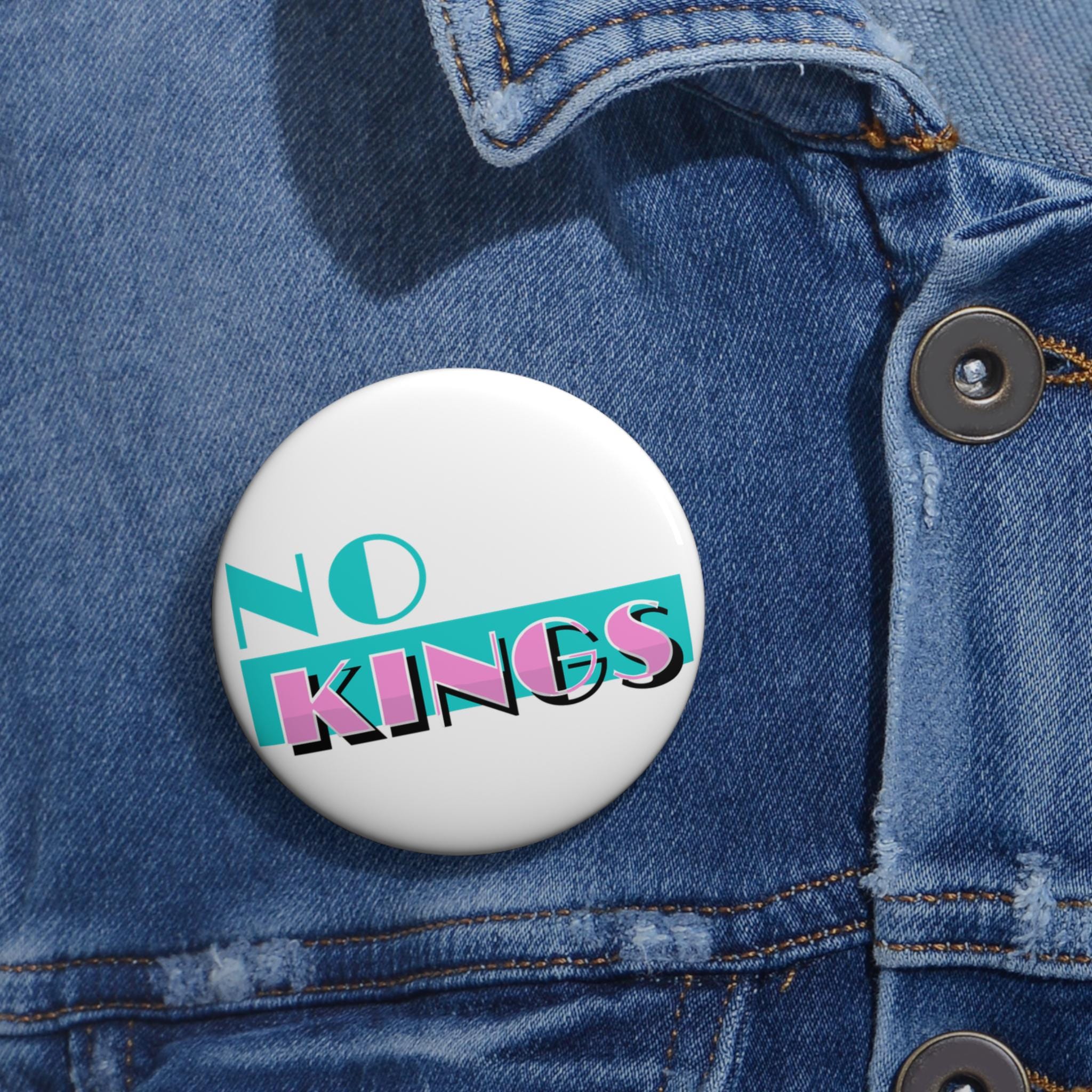 No Kings Miami Vice parody pinback button | Generation X