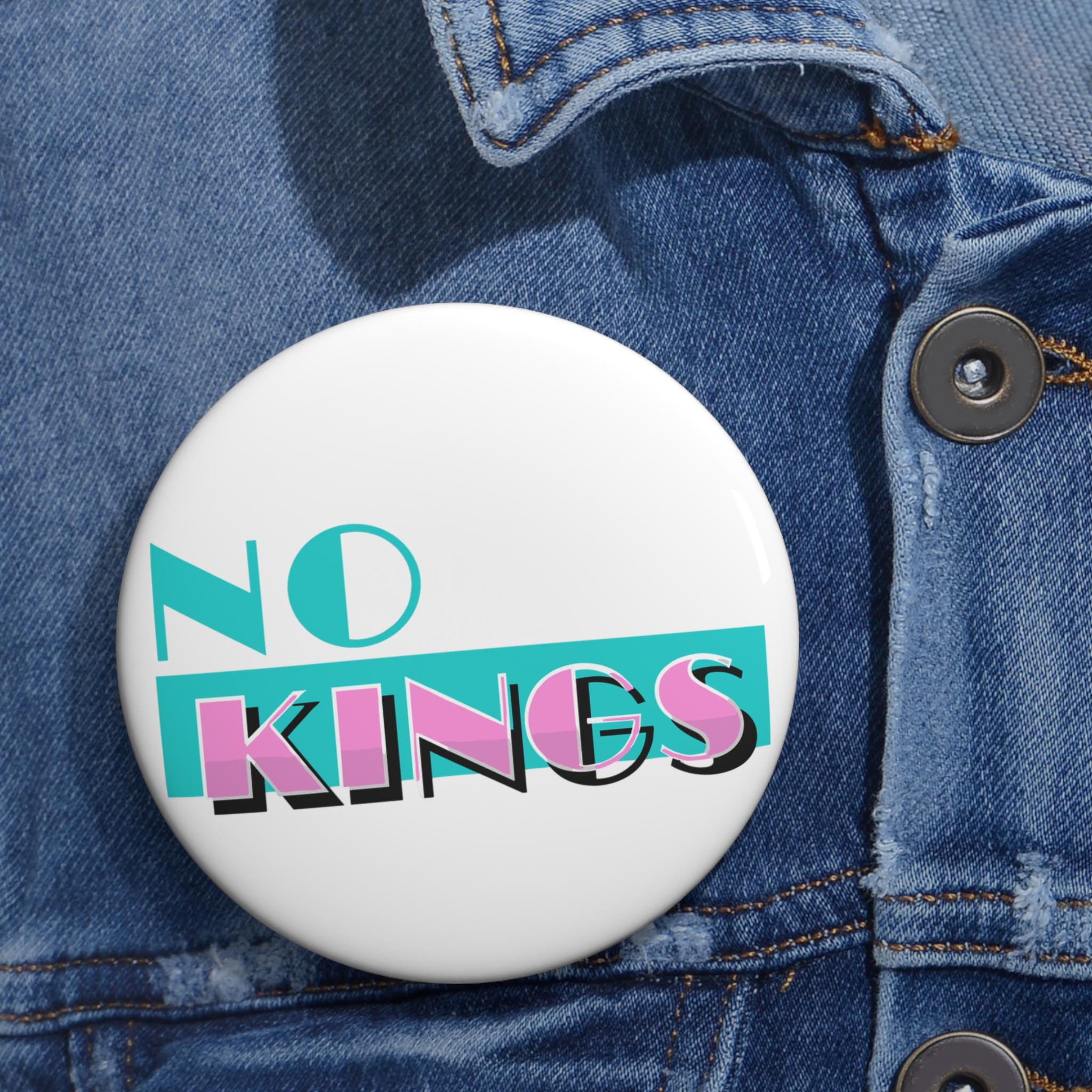 No Kings Miami Vice parody pinback button | Generation X