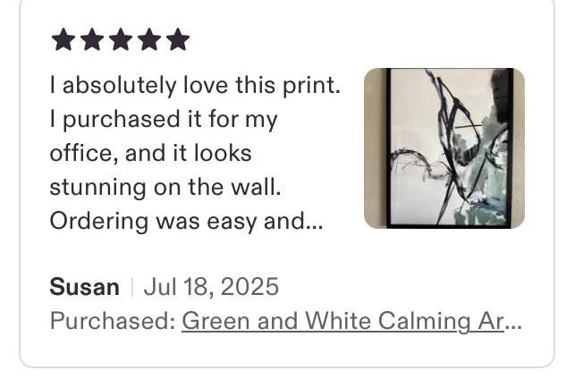 Abstract Green Ink Brushstroke Matte Canvas Framed | Modern Wall Art