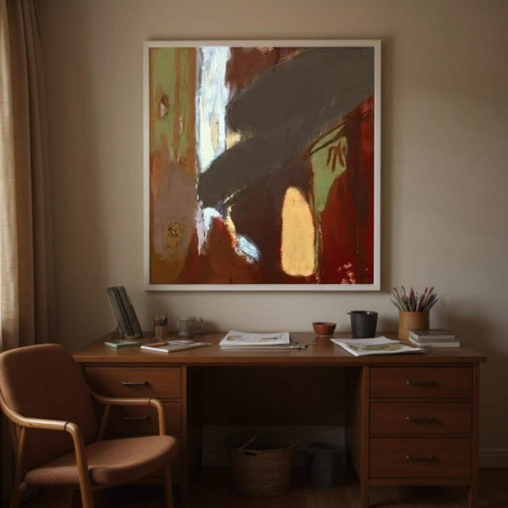 Abstract Painting Matte Canvas, Framed | Square Wall Art