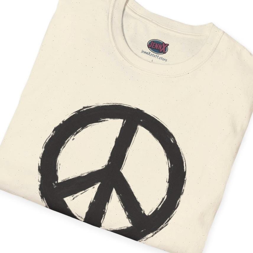 Peace Sign hand-painted Shirt | Anti War I Visible brushwork