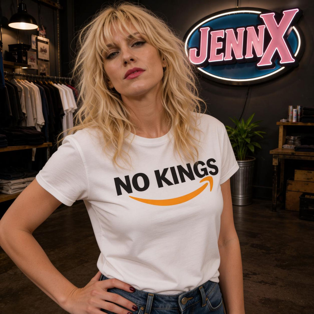 No Kings Amazon T-Shirt | Satirical Logo Parody, Graphic Tee