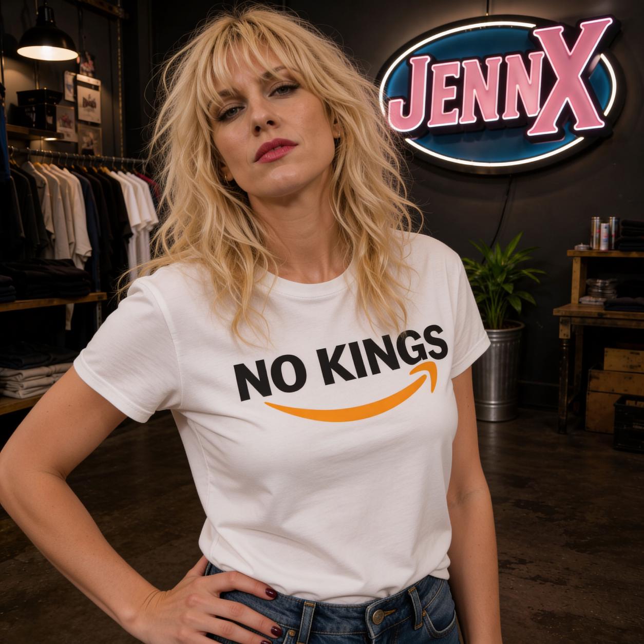 No Kings Amazon T-Shirt | Satirical Logo Parody, Graphic Tee
