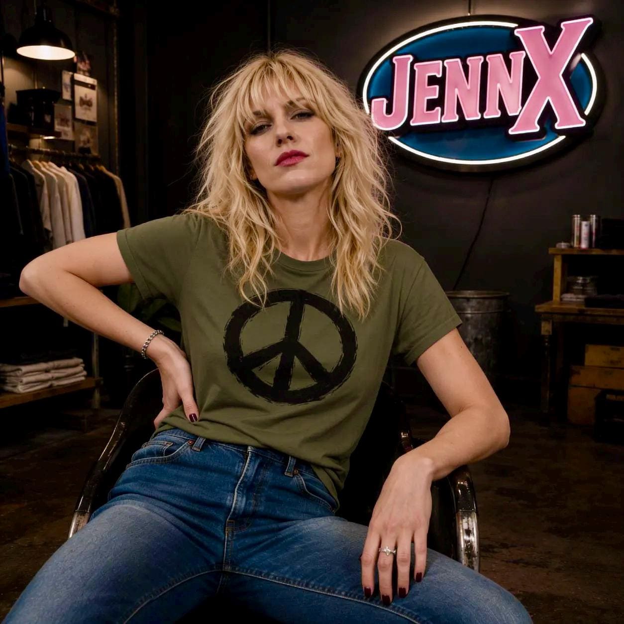 Peace Sign hand-painted Shirt | Anti War I Visible brushwork