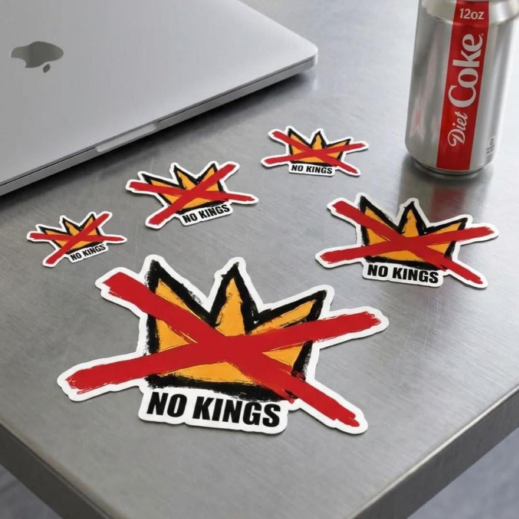 No Kings sticker Hand-Drawn Die-Cut Political - Artist Made Anti-Trump Democracy Art Gift