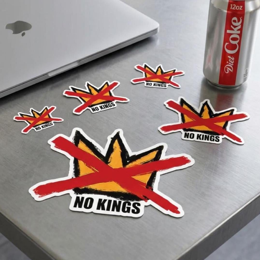 No Kings sticker Hand-Drawn Die-Cut Political - Artist Made Anti-Trump Democracy Art Gift