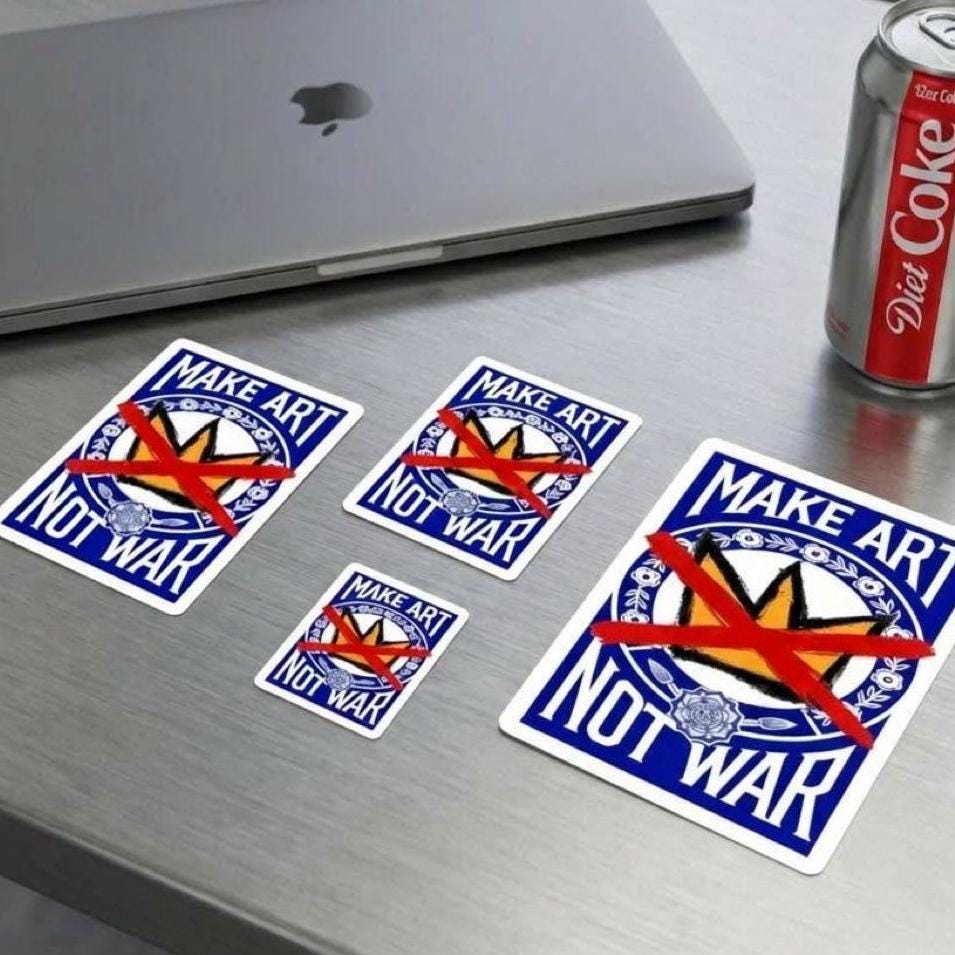 Make Art Not War Sticker | Peace Protest Die-Cut Sticker