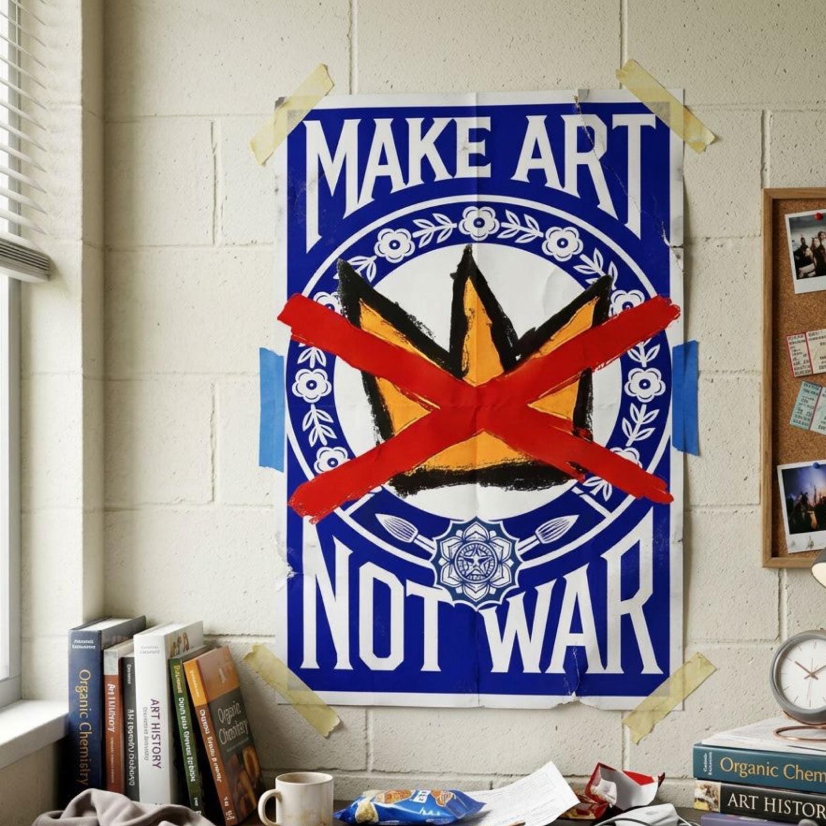 Make Art Not War No Kings poster | Political art print, anti-war decor