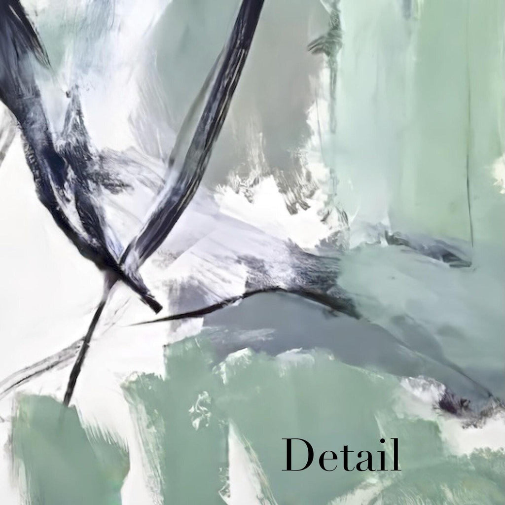 Abstract Green Ink Brushstroke Matte Canvas Framed | Modern Wall Art