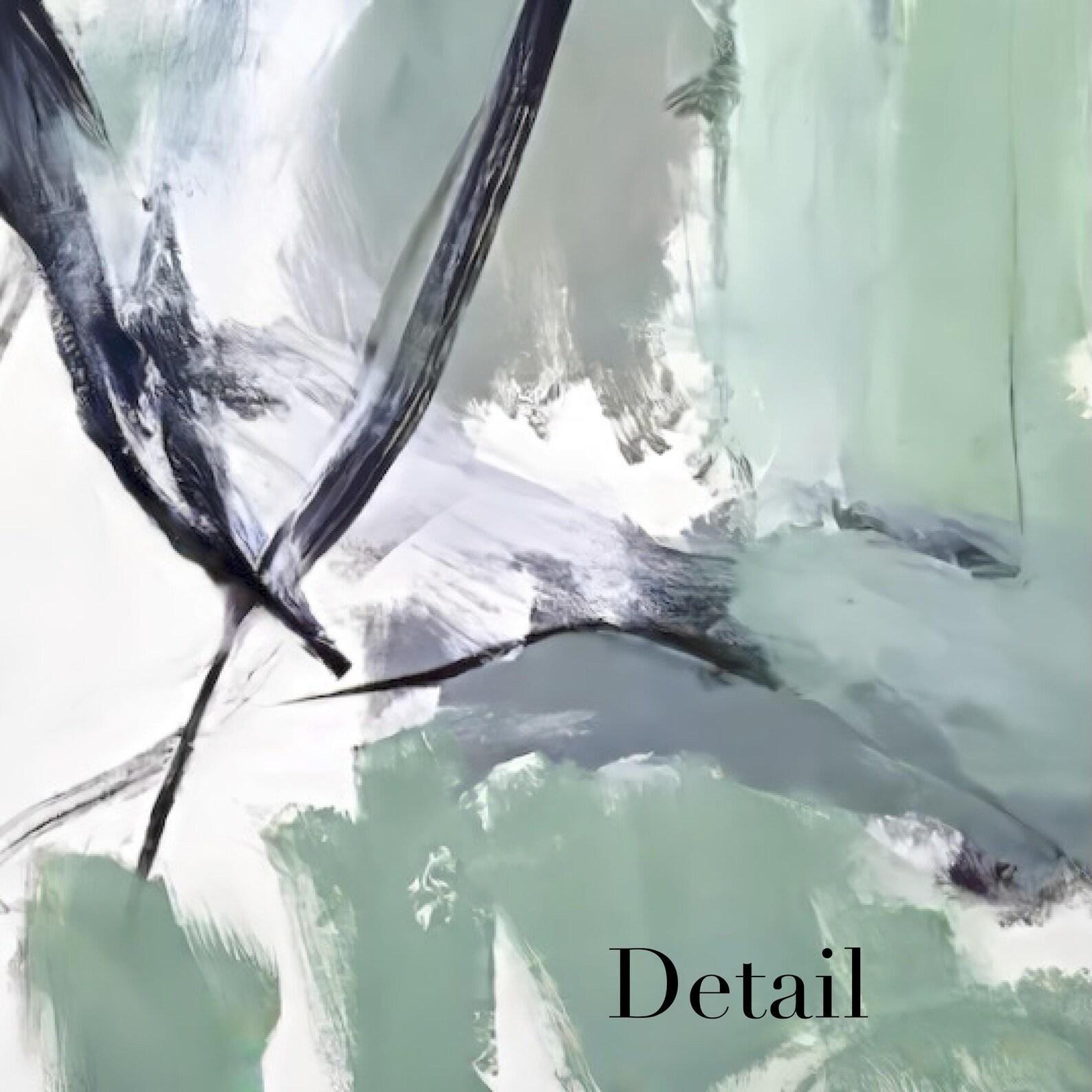 Abstract Green Ink Brushstroke Matte Canvas Framed | Modern Wall Art