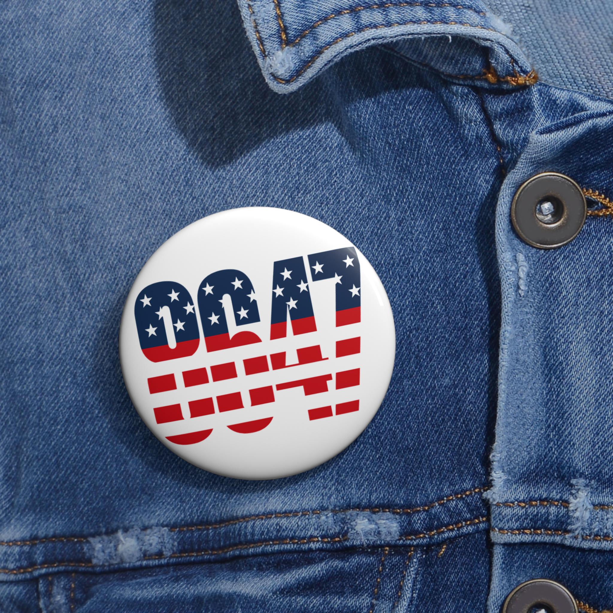 8647 American Flag Patriotic Protest Pinback Button